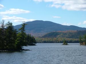 picture of a mountain and water