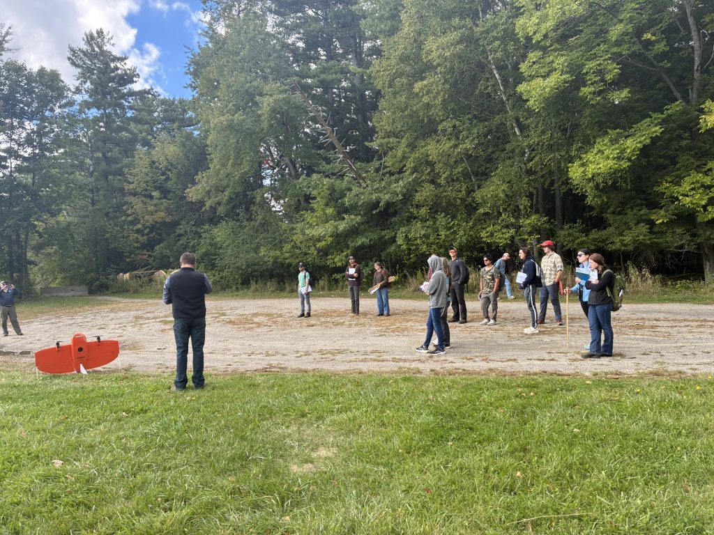 Students in SFR 506 observe a drone being piloted.